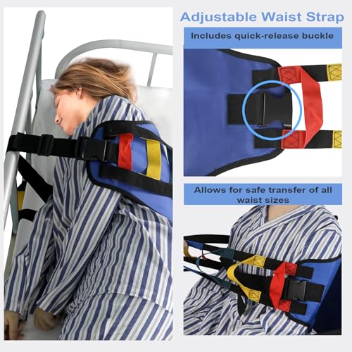 Transfer Belt Transfer Sling - Padded Gait Belt - Heavy Duty Patient Lift, Mobility Standing and Lifting Aid for Disabled, Elderly, Injured - Safely Move from Bed and Wheelchair (Blue) - color: Blue 1