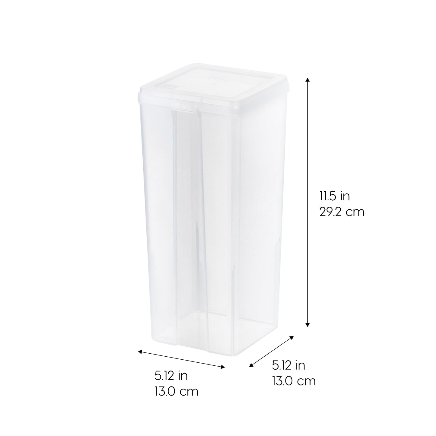 IRIS USA Vertical Plastic Flip Top Storage Containers Bins with Lids for Pantry, Home, Office, Organization, Large, Stackable Hinged Organizer with Latches, Clear, 6 Pack