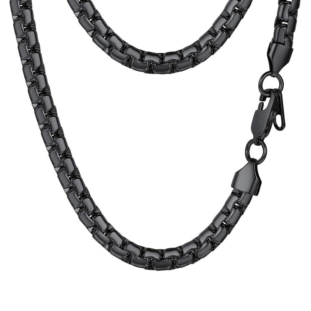 PROSTEEL Flat Link Chain Layering Layered Necklace Men Jewelry Statement Necklace Minimalist Gothic Black Chain