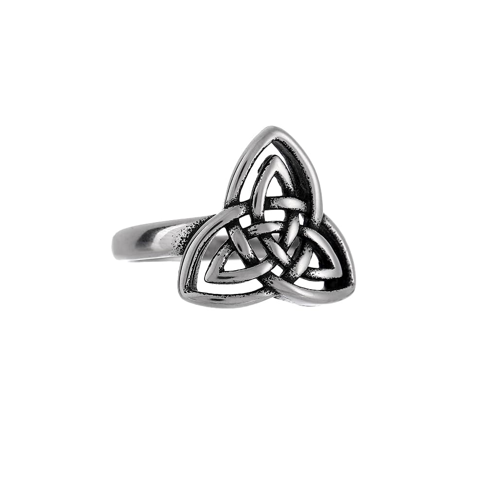 YWMAN Celtic Knot Rings for Women, Stainless Steel Triquetra Trinity Ring, Witches Knot Irish Jewelry Gift (12)