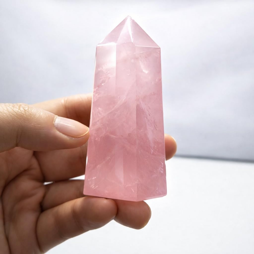 Mina Heal Healing Crystal Wands Point Faceted Prism Bars for Reiki Chakra Meditation Therapy Deco, Crystals for Beginners, Ornaments for Home (Rose Quartz)