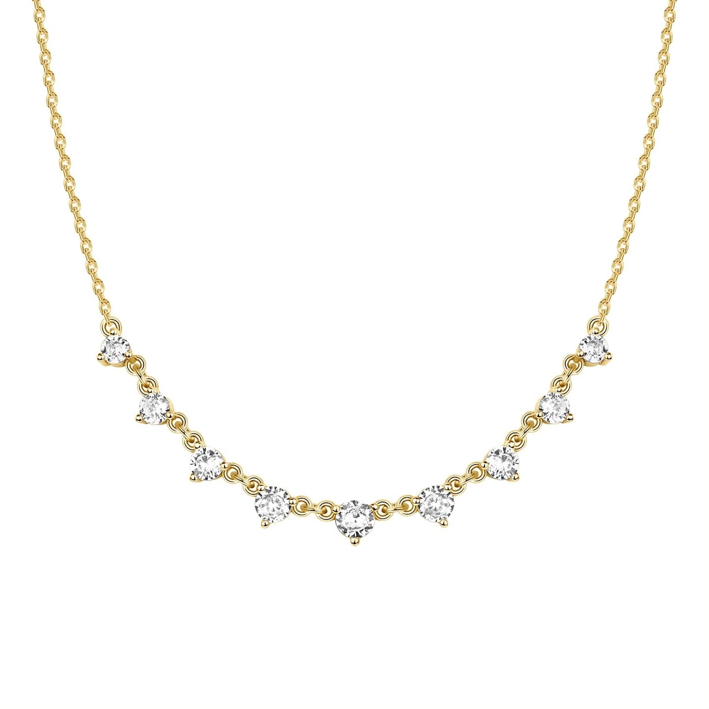 PAVOI 14K Yellow Gold Plated Link CZ Necklace | Chain Necklaces For Women | Stacking Necklaces For Women