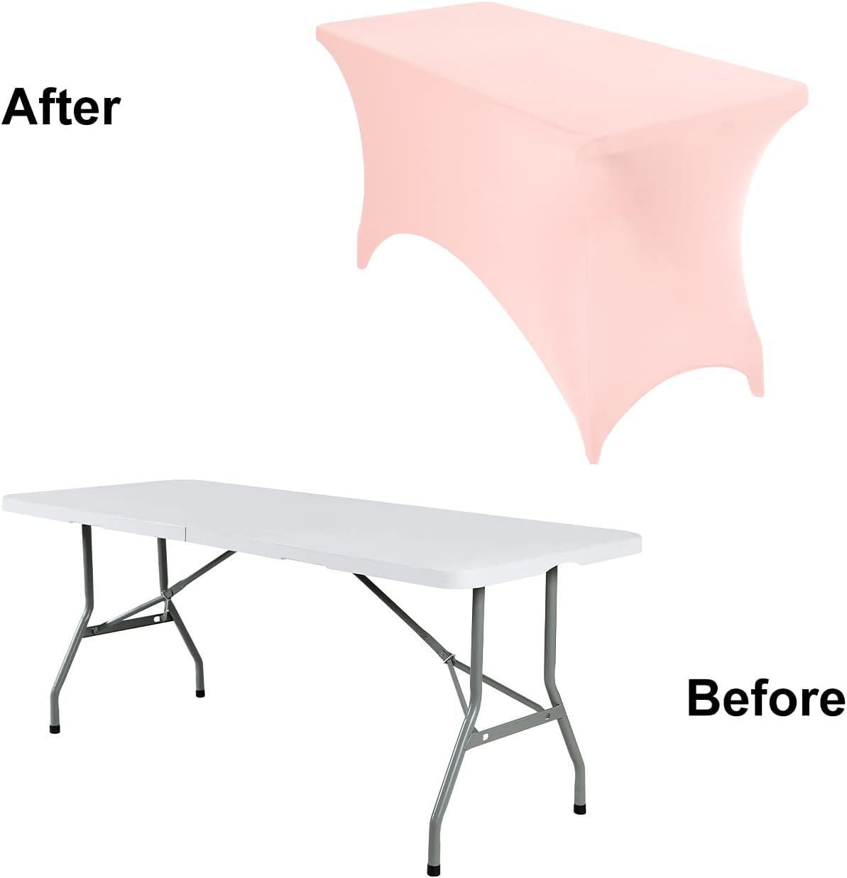 4Pack Spandex Waterproof Table Covers 4ft，Spandex 4ft Waterproof Table Cover for Party,Wedding, Banquet, and Events(Blush Pink)