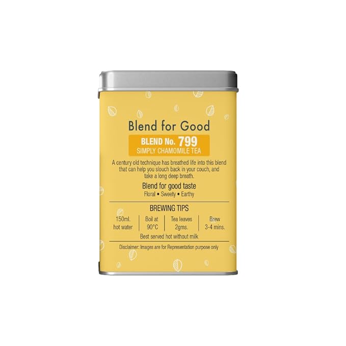 Goodwyn Chamomile Tea Loose Leaf – 25 Cups (50g / 1.76 oz) | Caffeine-Free Dried Chamomile Flowers & Real Petals in Premium Reusable Tin | Sugar-Free Organic Herbal Tea | Indian Origin | Perfect for Gifting | Aromatic & Natural Tea