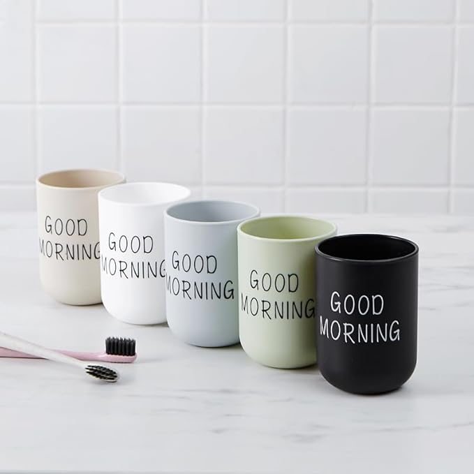 Toothbrush Cup 2Pcs, Bathroom Toothbrush Holder, Storage Cup 300ml, Drinking Cup, Reusable (Gray + White)