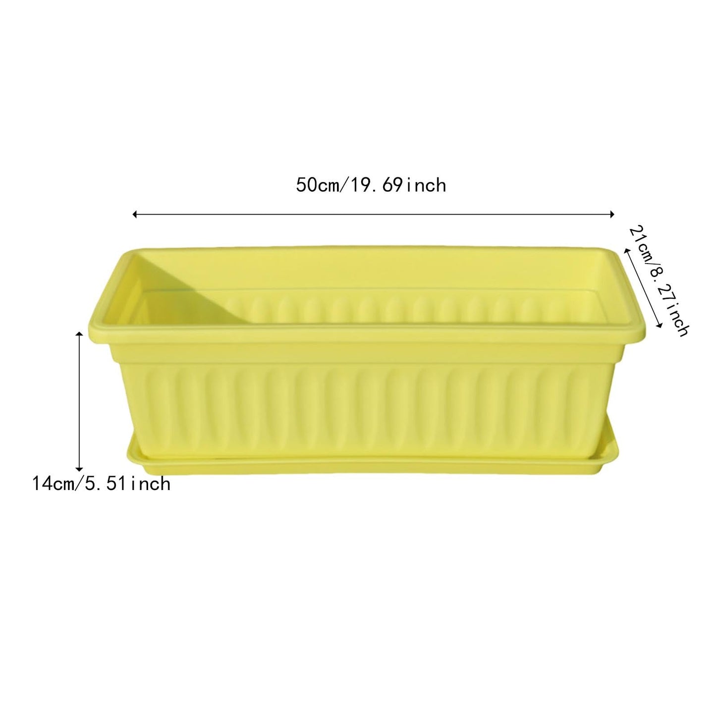 Sdlnklm Rectangular Planter Box for Gardening on Balcony Or Deck, Yellow