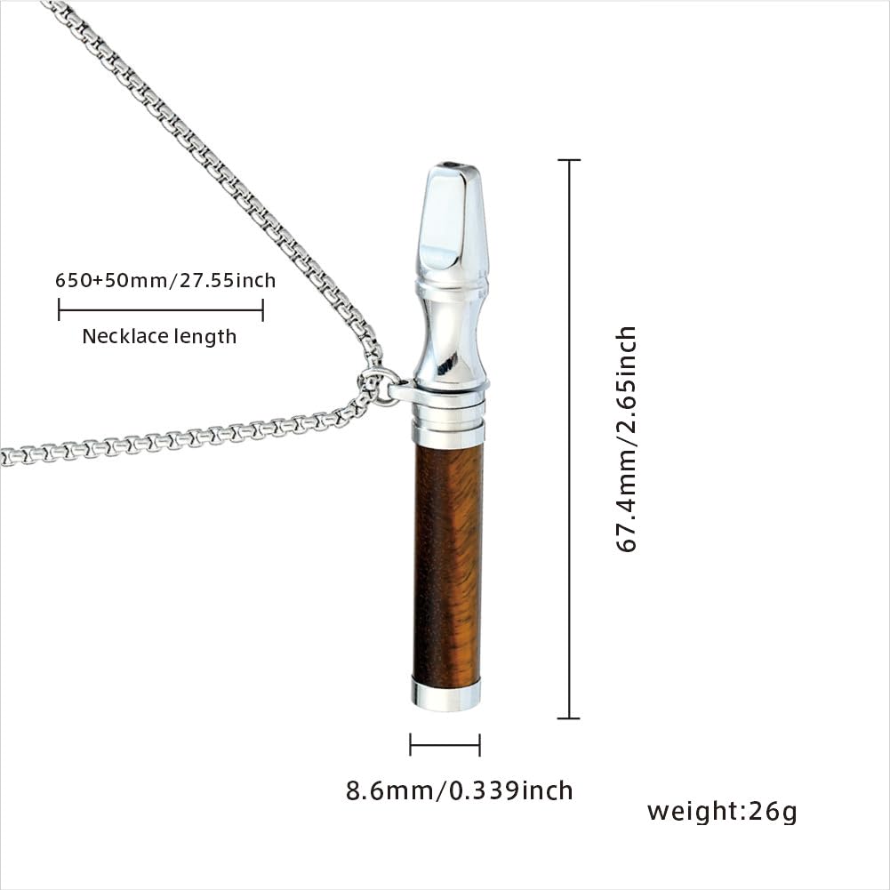 Anxiety Breathing Necklace Meditation Natural Crystal & Stone Breathe Necklace Stainless Steel Quit Vaping tools Mindfulness Pendant Stress Relief & Natural Calm (Amethyst)