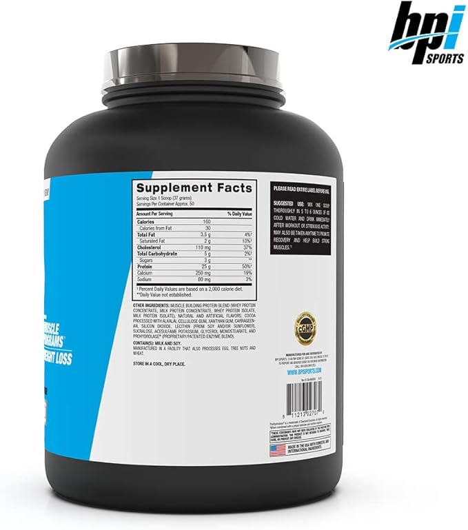 BPI Sports Whey HD Ultra Premium Protein Powder Isolate | Workout Whey Protein Powder For Men & Women for Muscle Gain | Milk Protein Concentrates | Chocolate Cookie/ Vanilla Caramel, 4.07 Pound
