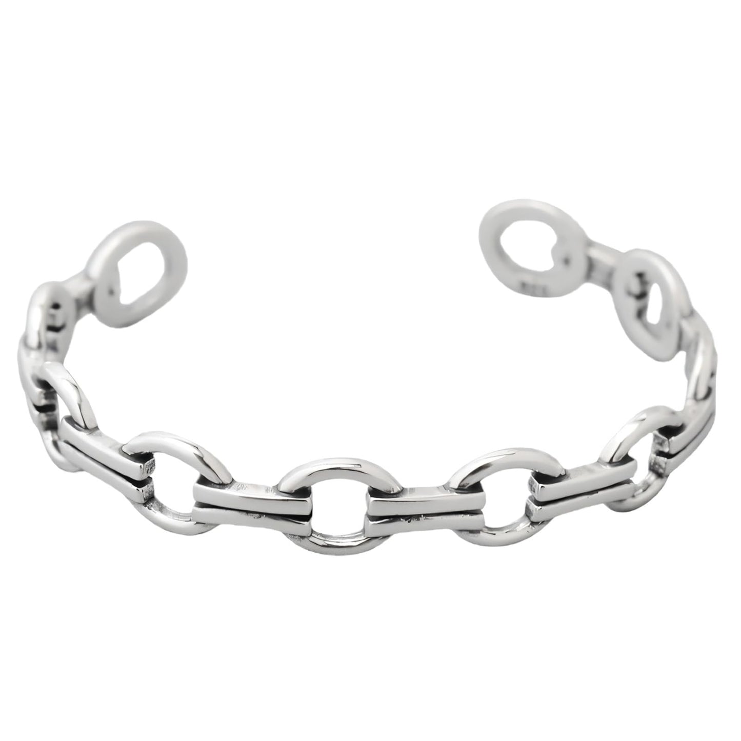 Handmade 925 Sterling Silver Bangle Bracelets For Women Men Round Chain Link Bangle Bracelets Dual Layered Hollow Cuff Bangles Open Adjustable Bangle Bracelets For Women Simple Silver Bangles Gifts