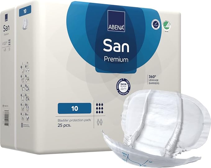Abena San Premium Incontinence Pads, Heavy Absorbency, (Sizes 8 to 11), Size 10, 100 Count