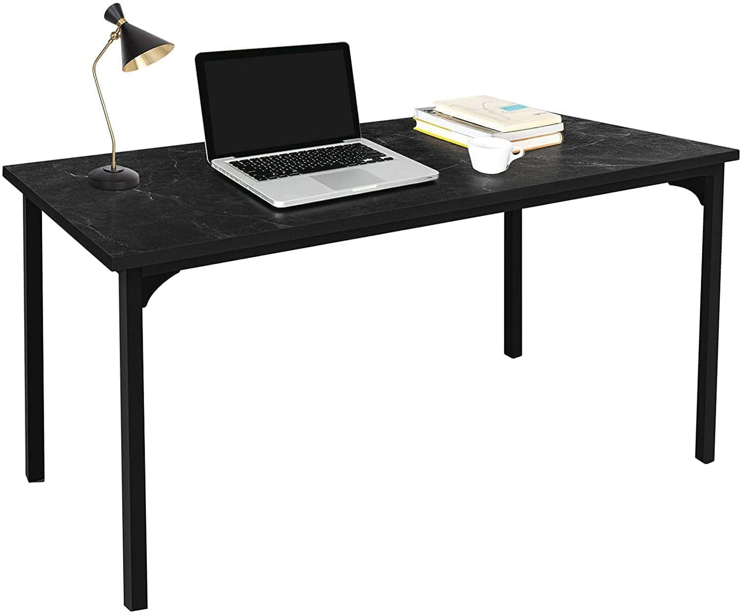 HealSmart Thickened 47 Inch Computer Office Desk, Home Writing Study Worktable for Bedroom, Black Small Desk, Modern Simple Style PC Table, Black