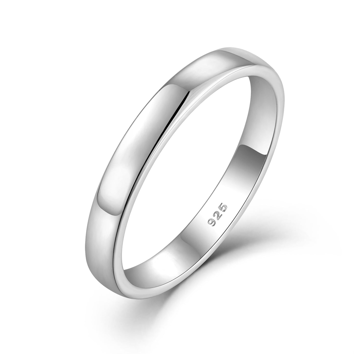 STARCHENIE Solid 925 Sterling Silver 3mm Wedding Band Ring, Comfort Fit High Polish, for Men and Women (Size 10)