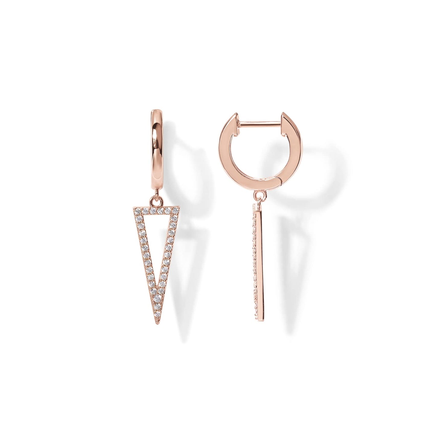 PAVOI 14K Gold Plated S925 Sterling Silver Post Drop/Dangle Huggie Earrings for Women | Dainty Earrings (Triangle, Rose Plated)