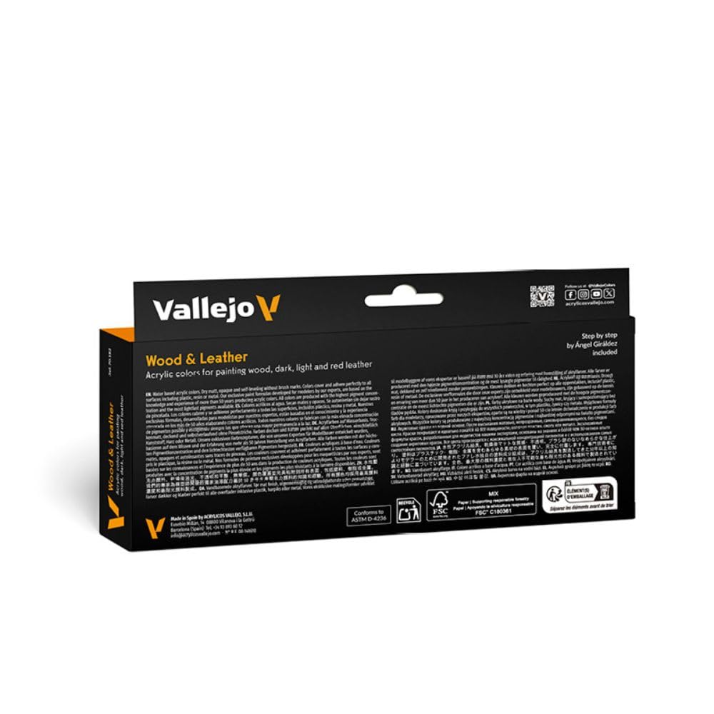 Vallejo - Model Color Effects Wood & Leather Set | Modeling Acrylic Paints | 8 Bottles x 18 ml (0.60 fl.oz.)