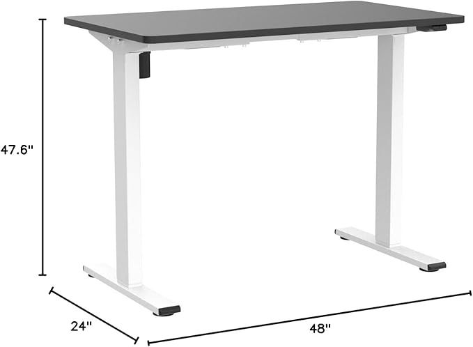 FLEXISPOT EN1 One Piece Standing Desk, 48 x 24 Inch Electric Adjustable Height Desk for Home Office and Computer Workstation (White Frame + Black Top, 2 Packages)