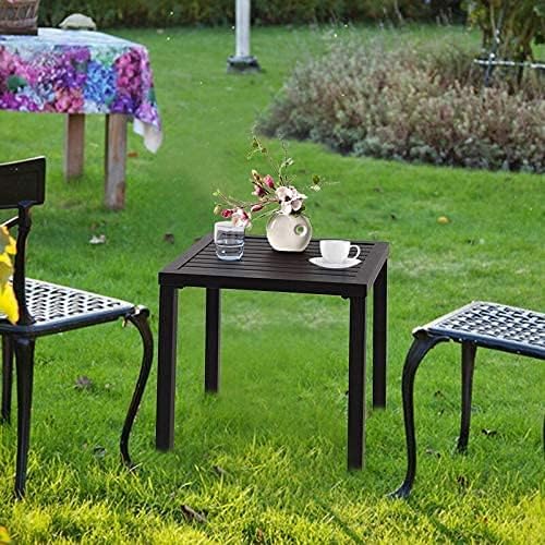 PHI VILLA Indoor Outdoor Small Metal Square Side/End Table, Patio Coffee Bistro Table, Black | Indoor, Outdoor, Patio, Coffee