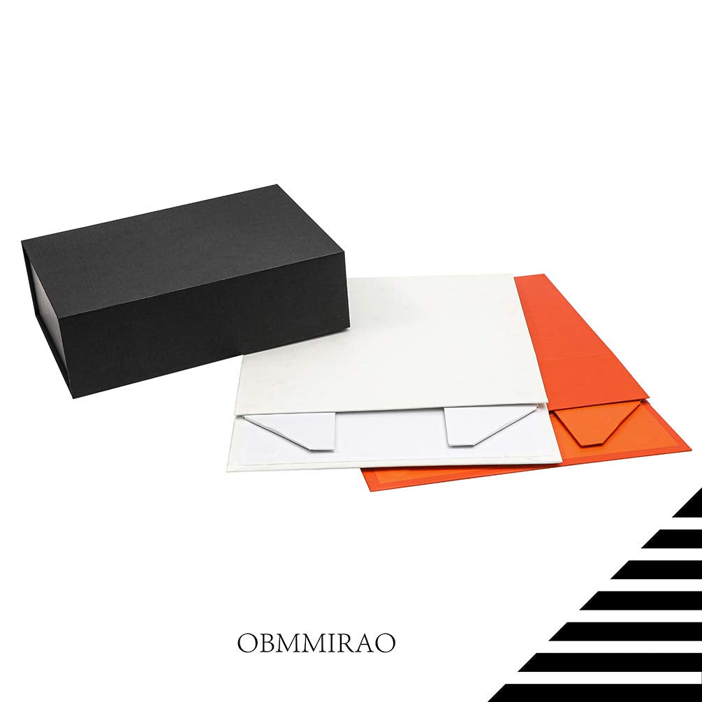 OBMMIRAO Upgrade 5PCS 13x9x4 Inch Black Hard Large Gift Box with Lid, Foldable Magnetic Gift Boxes, Groomsman Box Bridesmaid Proposal Box, Reusable Gift Boxes for Clothes