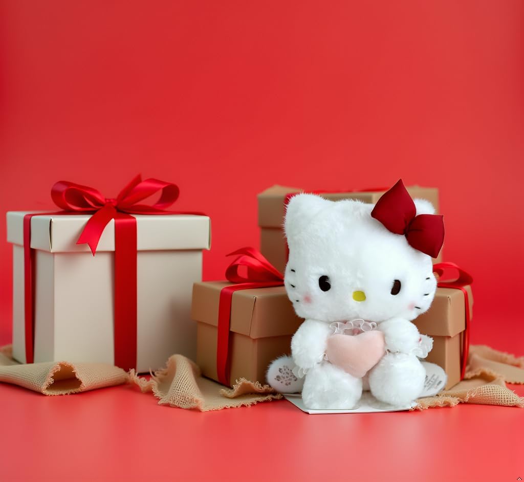 AlphaDesignLuxe 12″ Big Pink Heart Kitty Plush Toy – Kawaii Cat Stuffed Animal, Soft Plush Doll Gift for Kids, Teens & Collectors