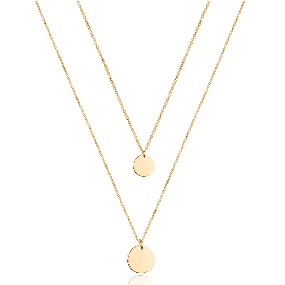 Turandoss Delicate Layering Disc Necklace Multilayer Adjustable Layered Necklaces for Womens Jewelry Necklace Choker