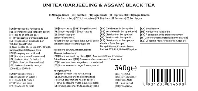 VAHDAM, UNITEA Black Tea Leaves +170 Cups,12oz | Blend Of Darjeeling & Assam Tea | ROBUST & FLAVORY Black Loose Leaf | Unblended Single Origin Tea | Vacuum Sealed Pack