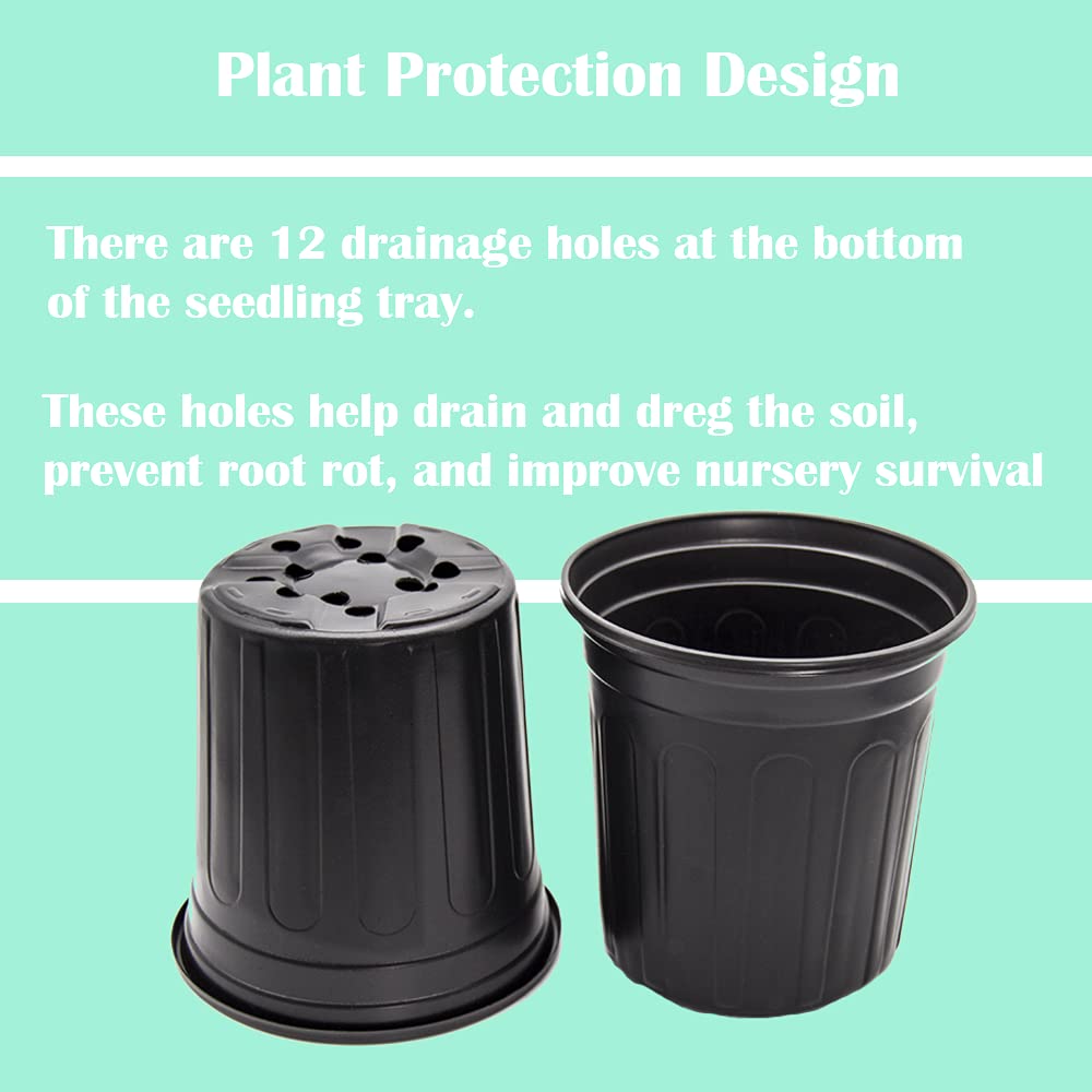 HECTOLIFE 50-Pack 1 Gallon Flexible Flower Plant Nursery Pots, Thickened Soft Plastic Seed Starting Container for Succulents, Seedlings, Cuttings, Transplanting,(Black)