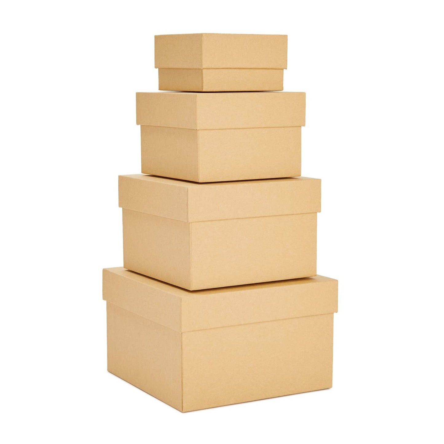 Stockroom Plus Square Nesting Boxes With Lids - Kraft Brown, Paperboard, 4-Pack, 6.5-3.5 In - Cardboard Nesting Gift Boxes for Presents & Party Favors