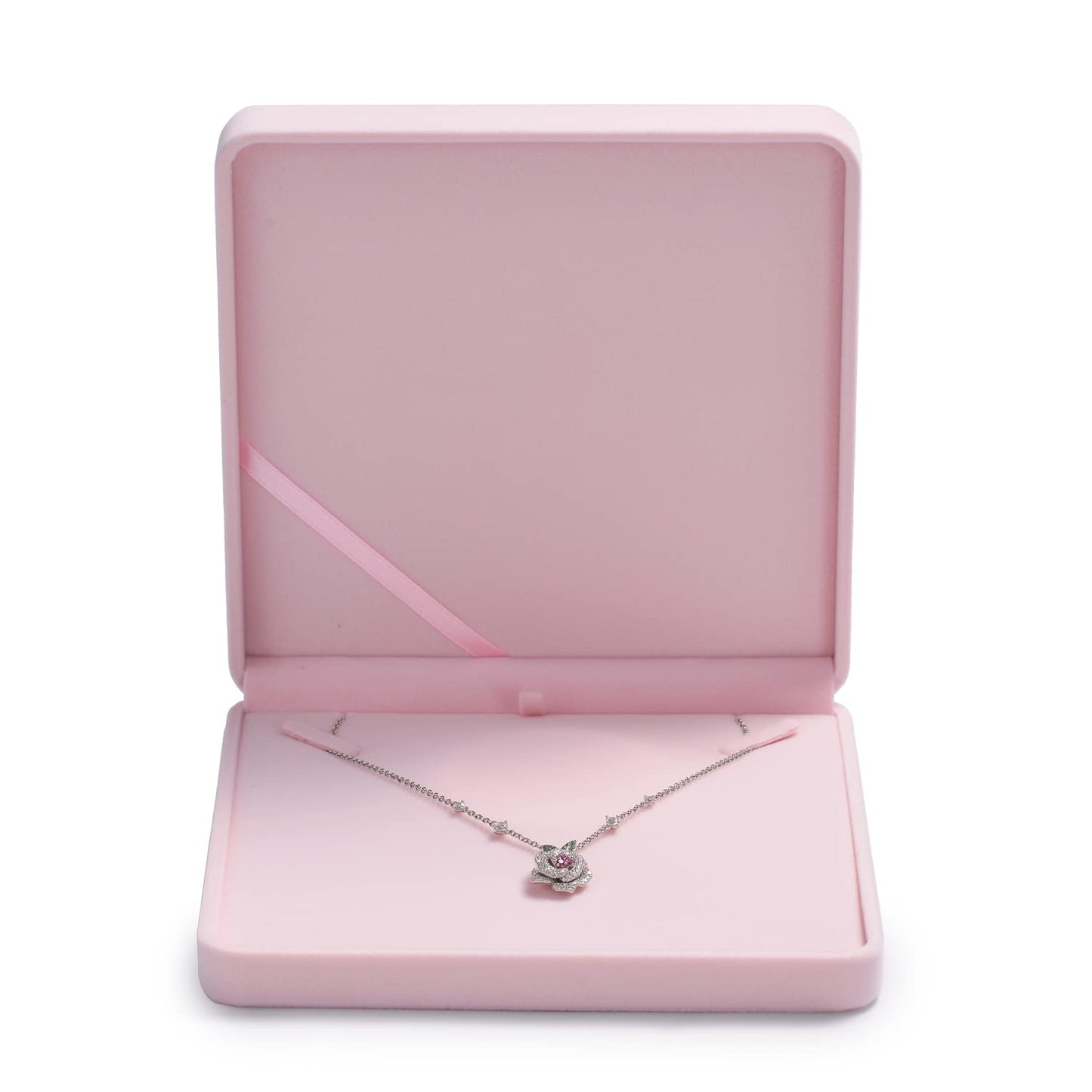 Oirlv Pink Velvet Pendant Box Big Necklace/Chunky Necklace Gift Box Jewelry Storage Case