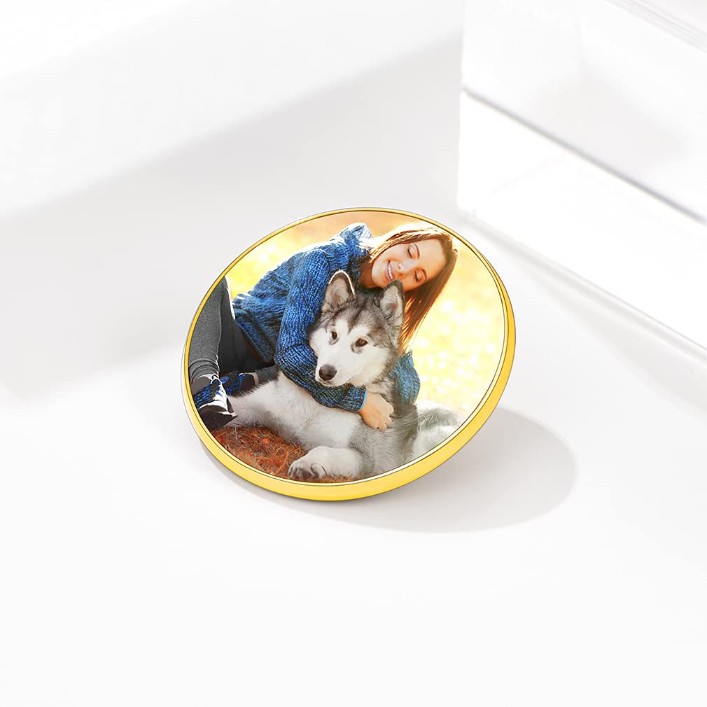 Custom4U Personalized Picture Pins Memorial Photo Brooch Pin for Men Boys