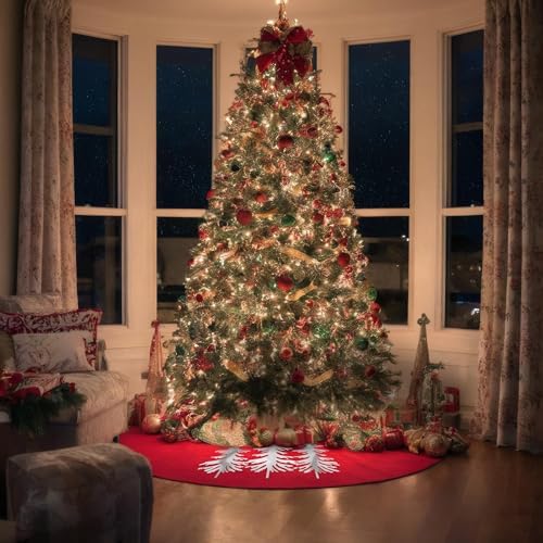 Red Christmas Tree Skirt, 36 Inch Christmas Faux Fur Tree Skirt for 4-6 Ft Christmas Tree Xmas Small Tree Skirt for Christmas Tree Decorations Indoor Holiday Winter Farmhouse Decorations