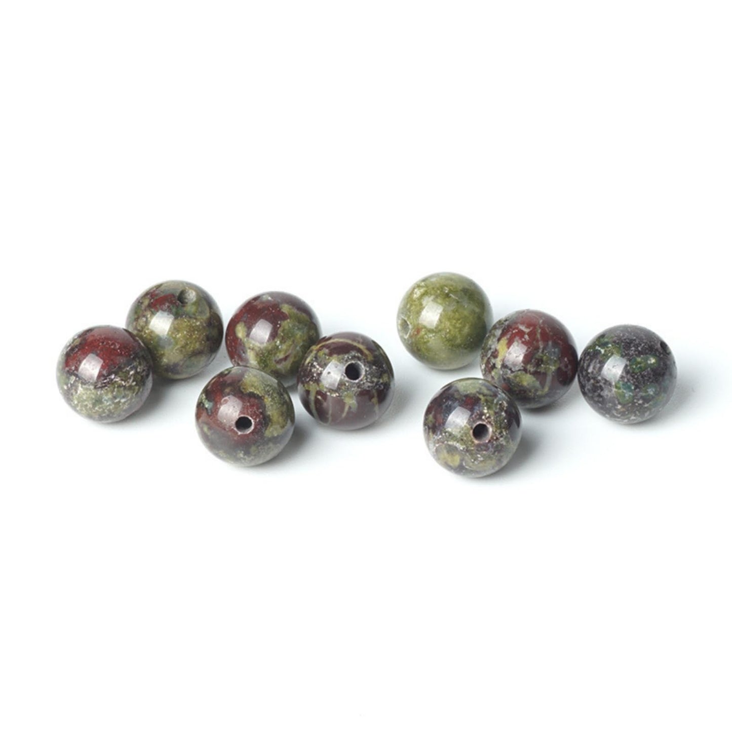 100Pcs Natural Stone 6mm Dragon Bloodstone Round Loose Gemstone Energy Healing Beads Hole Size 1mm DIY Smooth Beads for Bracelet Necklace Earrings Jewelry Making