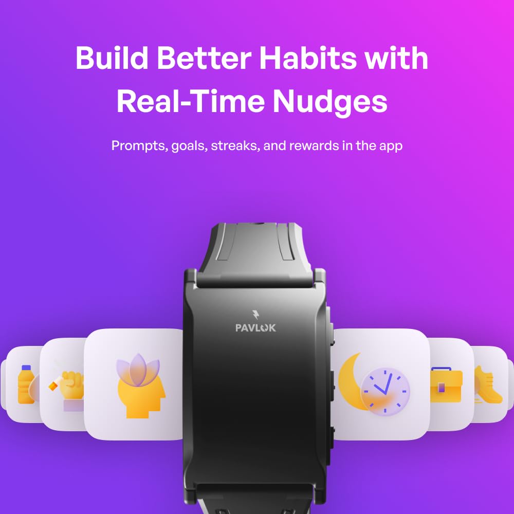 Pavlok 3 Sports (Black) – App-Controlled Silent Alarm & Habit Trainer Wearable – Chime/Vibration/Adjustable Zap – Includes Plus (Lifetime Access) – Steps & Sleep Tracking