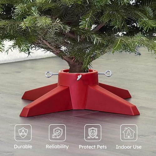Taylor & Brown Christmas Tree Stand With Reservoir | Real Xmas Tree Stand | Christmas Tree Base With Removable Legs | Xmas Tree Holder For Home & Office | Maximum Tree Size 8ft (Red)