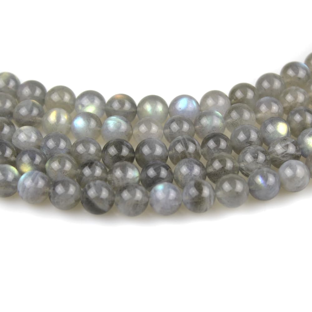 MJDCB Natural Round Stone Beads 6mm Labradorite Loose Gemstone Beads for Jewelry Making Bracelet Necklace 60pcs