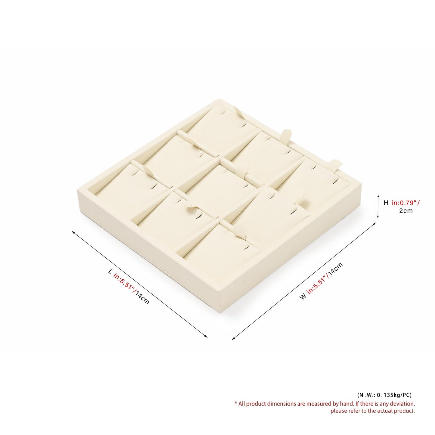 Oirlv Microfiber 9 Slots Jewelry Pendant Display Tray Jewelry Necklace Organizer Display Tray(Beige)