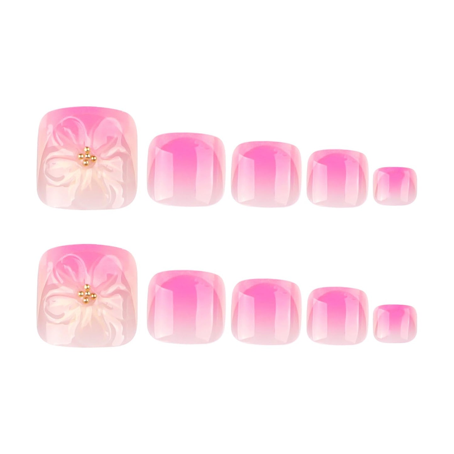 FIEONCIY Press on Toenails with Designs Acrylic Fake Nails for Toe Artificial False Nails with Charms Glue on Toe Nails for Spring Summer Stick on Toenails for Women Girls(JP3818)