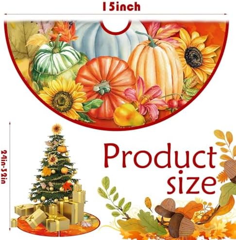 15 Inch Mini Fall Tree Skirt Reversible Thanksgiving/Christmas Double Sided Print Mat for Home Tabletop Trees Holiday Decoration