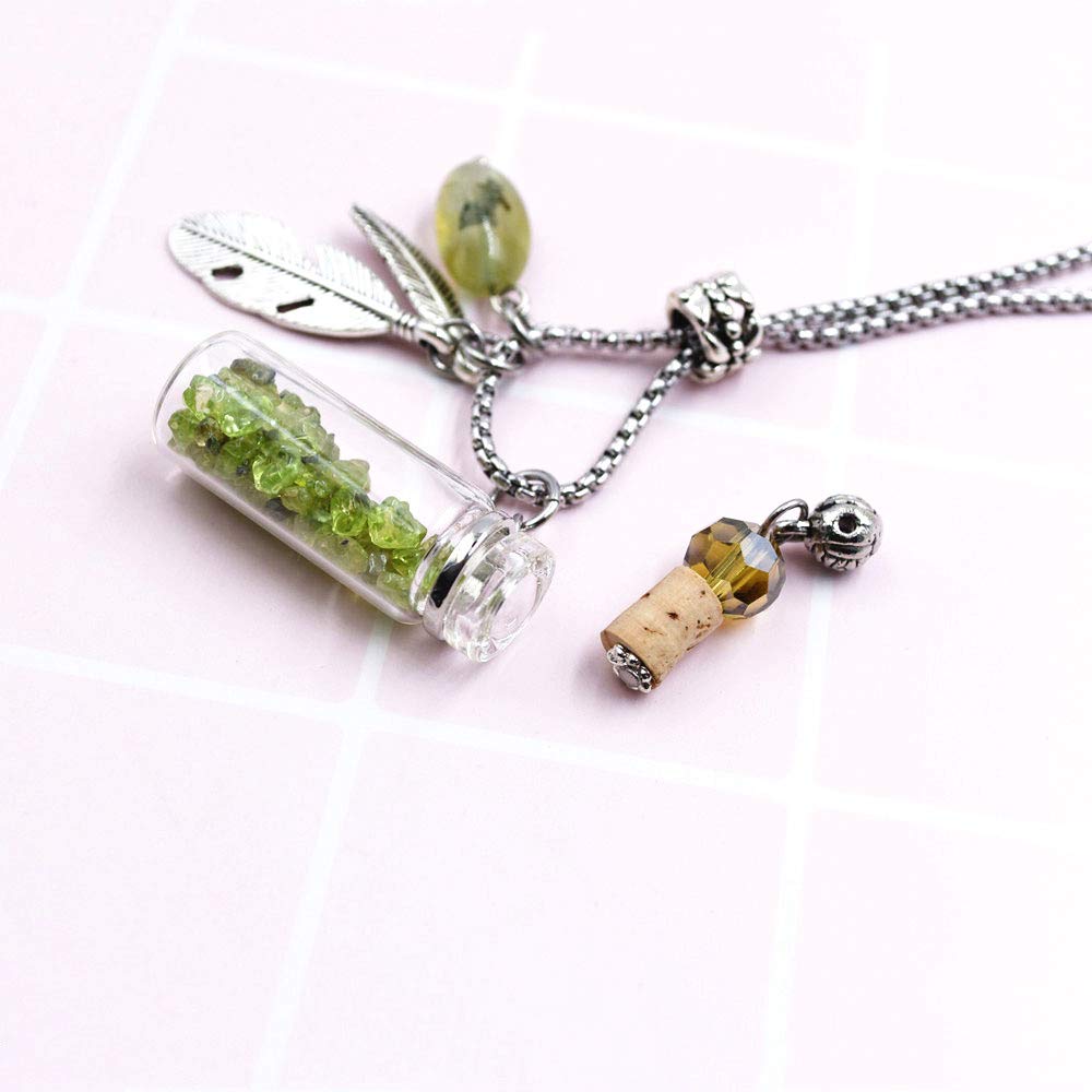 CoolDIY Aromatherapy Essential Oil Diffuser Necklace Locket Pendant Stainless Steel Perfume Crystal stone Glass vial Necklace (Royal blue)