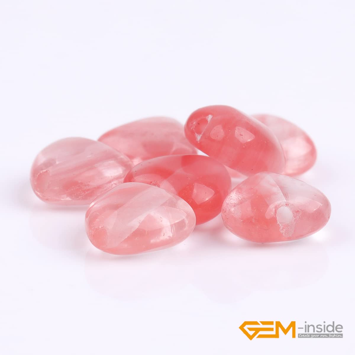 GEM-Inside 10mm Heart Charms Red Pink Waterlemon Crystal Beads for Jewelry Making Full 15" Strand Power Energy Healing Chakra Stone Beads