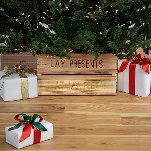 Northlight 18" Wood Crate Lay Presents at My Feet Christmas Tree Collar