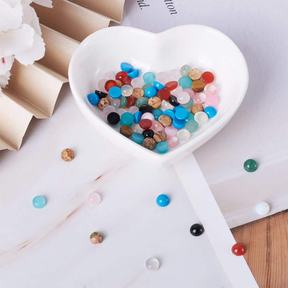 Fashewelry 100Pcs Cabochon Stone Half Round Beads 6mm Tiny Flat Back Gemstone Chakra Healing Crystal Cabs Cover Random Mixed Styles for Jewelry Making