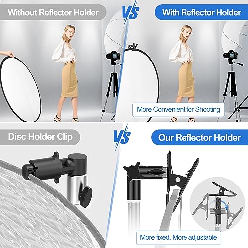 EMART Photography Reflector Holder, Photo Video Studio 5/8" Heavy Duty Metal Clamp Attachment, Light Stand Clip Mount with Umbrella Hole for Backdrop, Diffuser, Lighting -2 Pack - size: 2 Pack
