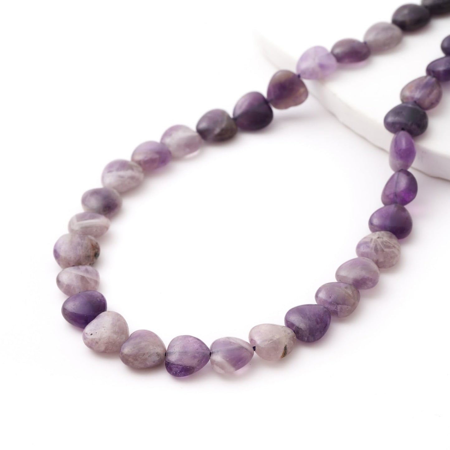 Natural Heart Shaped Amethyst Stone Beads 10mm Loose Crystal Healing Beads for DIY Necklace Bracelet Making Gemstone Craft Supplies