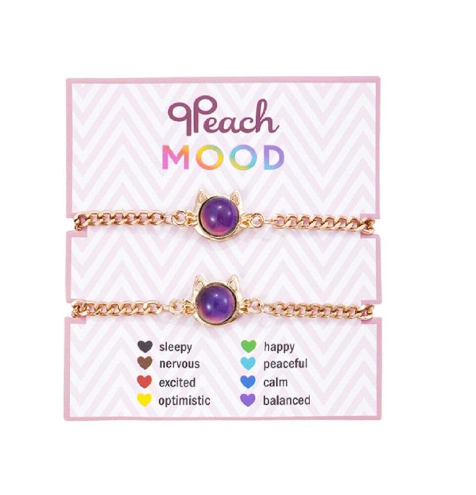 Dinosaur Frog Turtle Dragon Color Changing Mood Bracelet Set for Women Emotion Feeling Temperature Sensing Wrap Bracelet with Card Friendship Jewelry-Cat