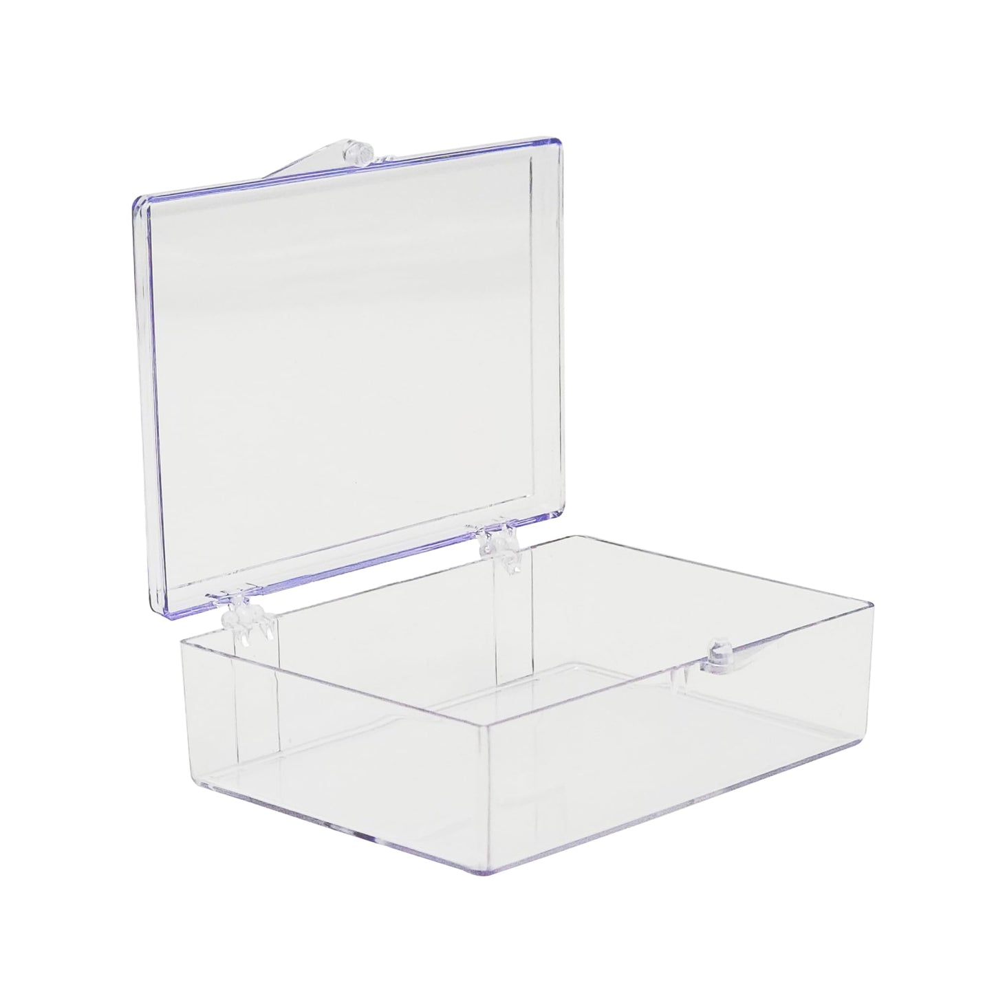 10-Pack Clear Hinged Plastic Containers, Keepsake Storage Boxes, 3 1/2" L x 2 9/16" W x 1" H, Made in USA, Plastic Display Case or Small Box for Storage and Organization