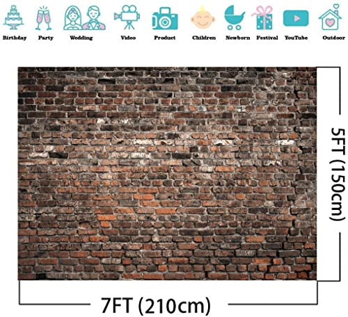 7X5FT Brick Backdrops Retro Red Brick Wall Photo Backdrop Newborn Adult Portrait Photography Background Wallpaper Photo Studio Props Decorative Background DH-262