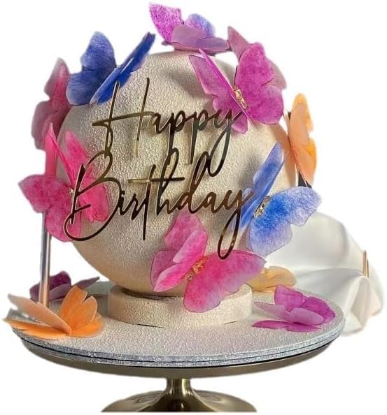 Gold Mirrored Happy Birthday Side Cake Topper