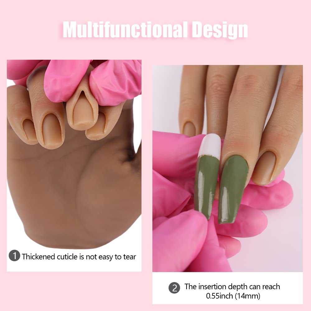 Practice Hand for Acrylic Nails Silicone Female Mannequin Life Size Hand as Nail Practice Hands Sketch Jewelry Ring Glove Watch Display with Nail 18cm