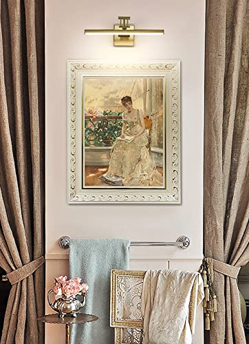 Joossnwell LED Picture Lights for Paintings Dimmable 15.5 Inch Long Hard-Wired Picture Frame Lights Brass Gallery Wall Light with Adjustable Swing Arm Art Display Lamps 7W 3000K Warm White - color: Hard-Wired Brass, size: Dimmable 15.51inch