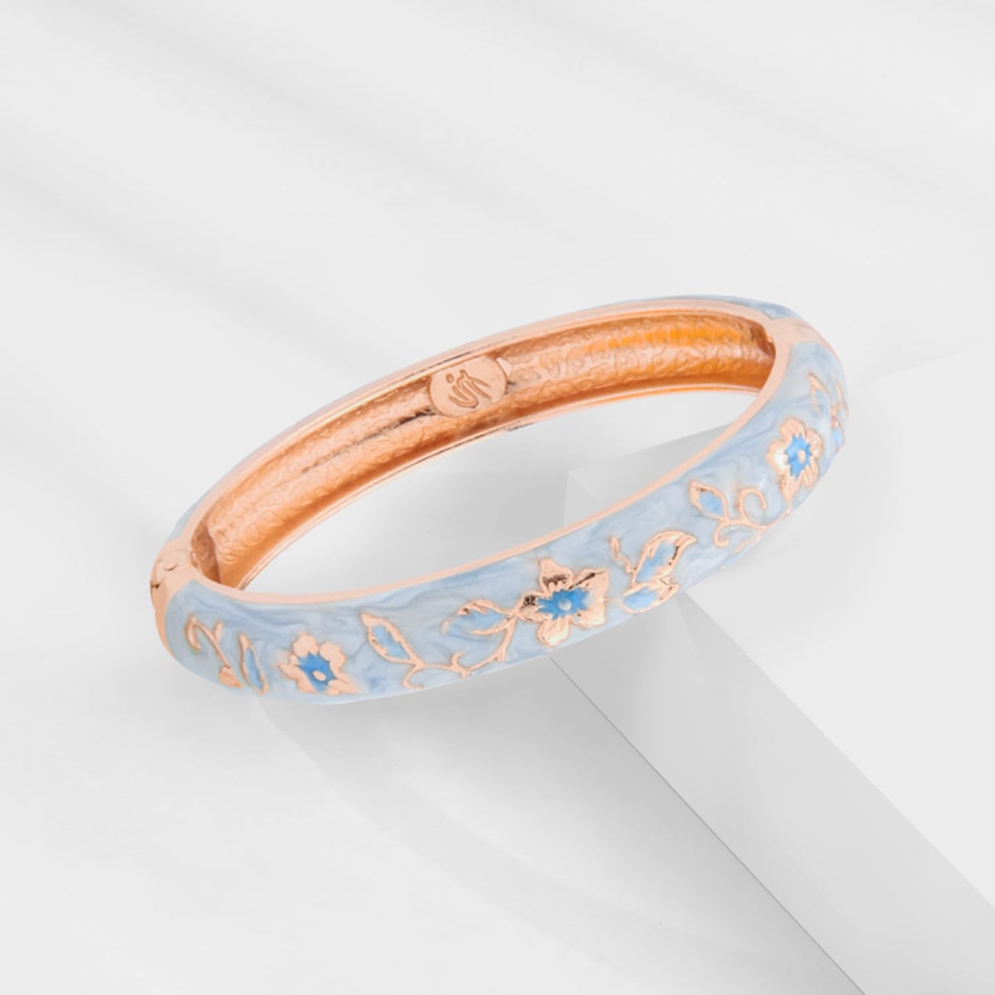 UJOY Colors Handcraft Jewelry Cloisonne Bracelet Enamel Bird Spring Hinged Womens Bangles Gifts Box 55C49-55A82 Light Blue