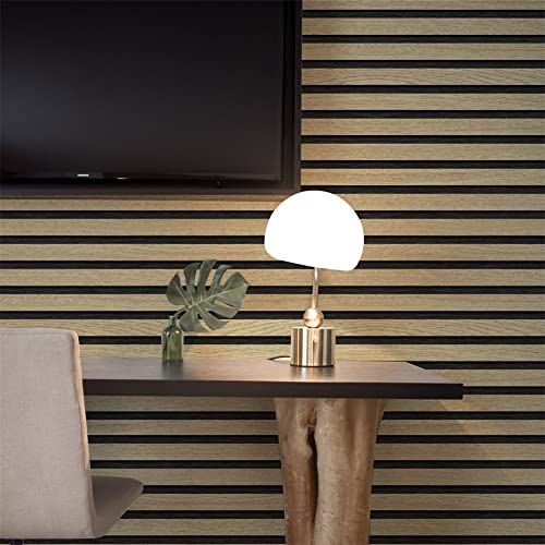 myforHD Wallpaper Peel and Stick Wood Grating Stripe Self-Adhesive Wallpaper Faux Wood Contact Paper Wood Slats Self Adhesive Wall Paper PVC Vinyl Film Removable Waterproof (Wood B, 17.3" x 236") - color: Wood B, size: 17.3" x 236.2"